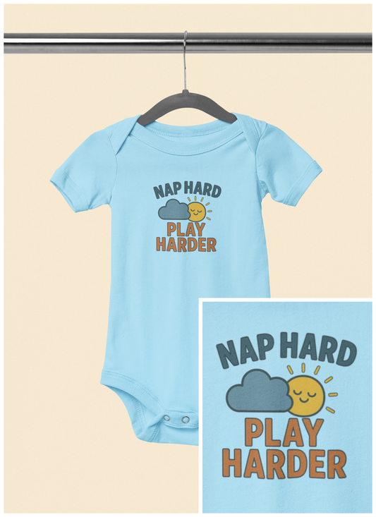 Nap Hard, Play Harder - Baby Bodysuit - Sleepy Sun