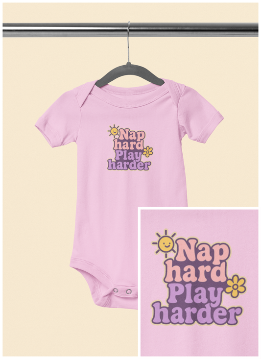 Nap Hard, Play Harder - Baby Bodysuit - Springtime