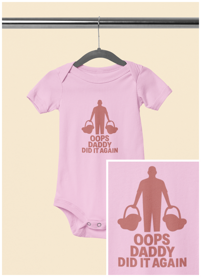 Oops Daddy Did it Again - Baby Bodysuit - Pink Twins