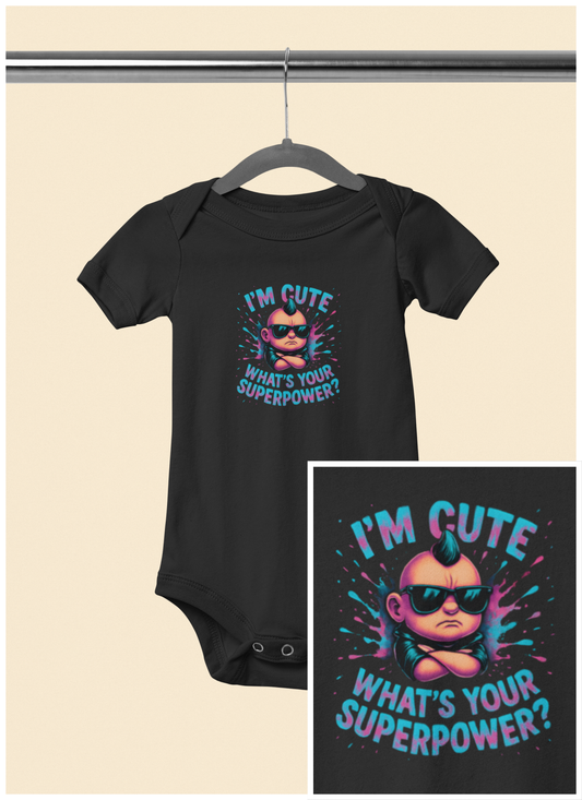 I'm Cute, What's Your Superpower? - Baby Bodysuit - Punk Rocker