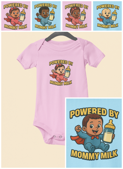 Powered by Mommy Milk - Baby Bodysuit - Hero Charlotte
