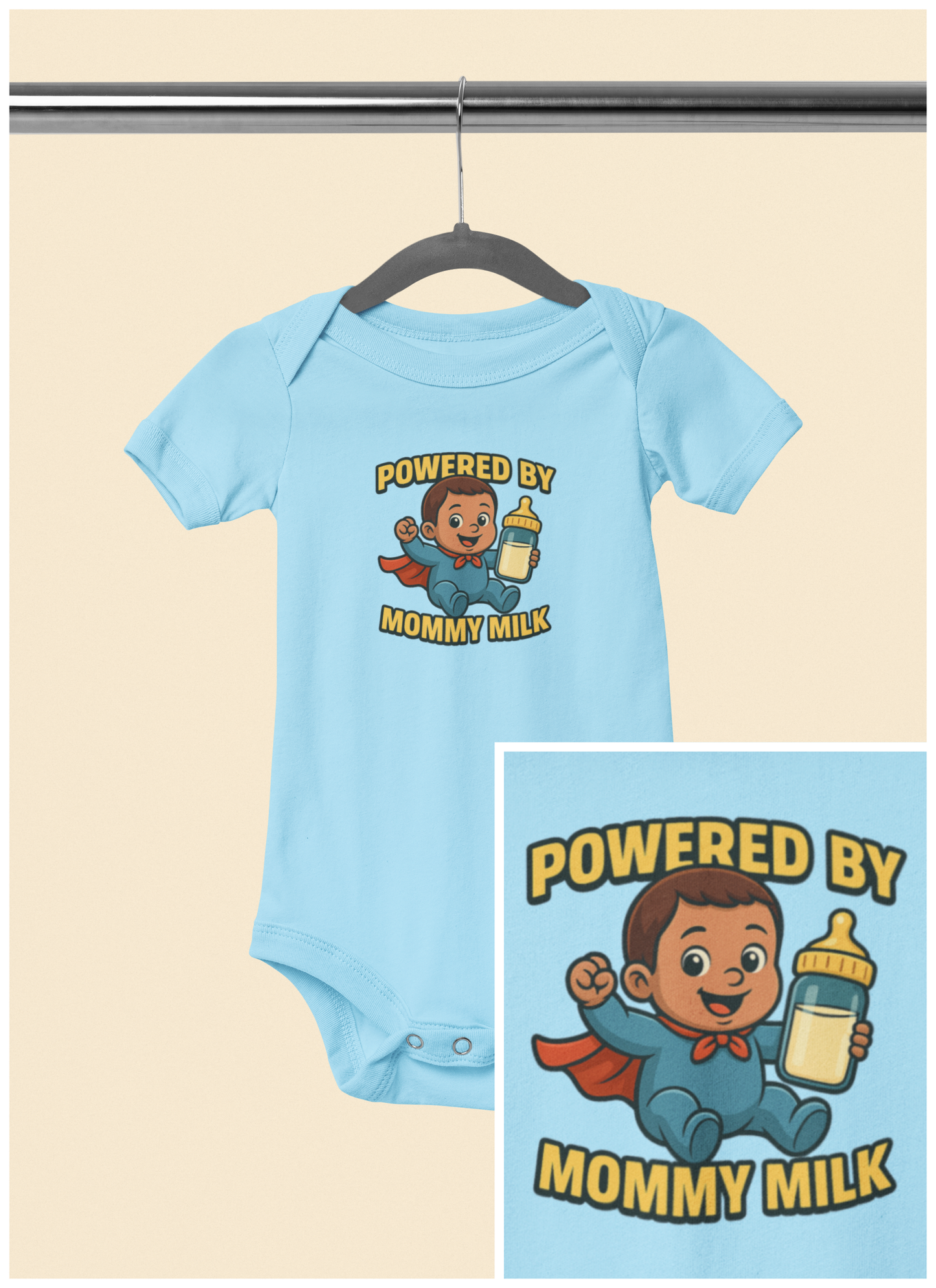 Powered by Mommy Milk - Baby Bodysuit - Hero Austin