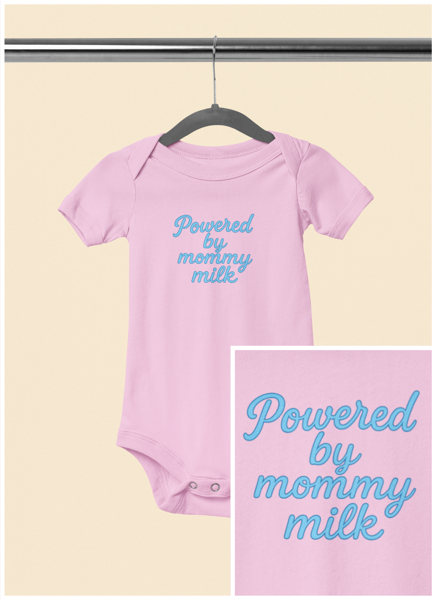 Powered by Mommy Milk -Baby Bodysuit - in Elegant Baby Blue