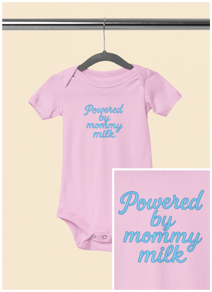 Powered by Mommy Milk -Baby Bodysuit - in Elegant Baby Blue