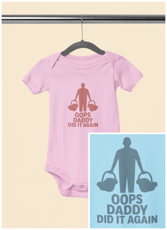 Oops Daddy Did it Again - Baby Bodysuit - Pink Twins