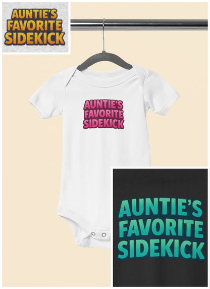 Auntie's Favorite Sidekick - Baby Bodysuit - Bold in Golden