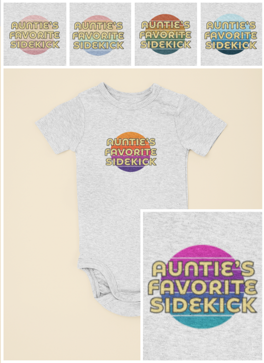 Auntie's Favorite Sidekick - Baby Bodysuit - on Miami Sunset