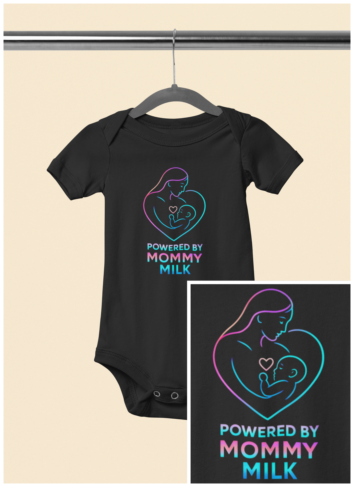 Powered by Mommy Milk - Baby Bodysuit - Love in Glow