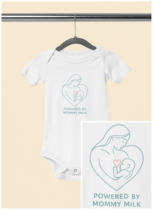 Powered by Mommy Milk - Baby Bodysuit - Love in Teal