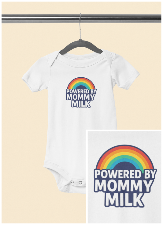 Powered by Mommy Milk - Baby Bodysuit - Rainbow Love