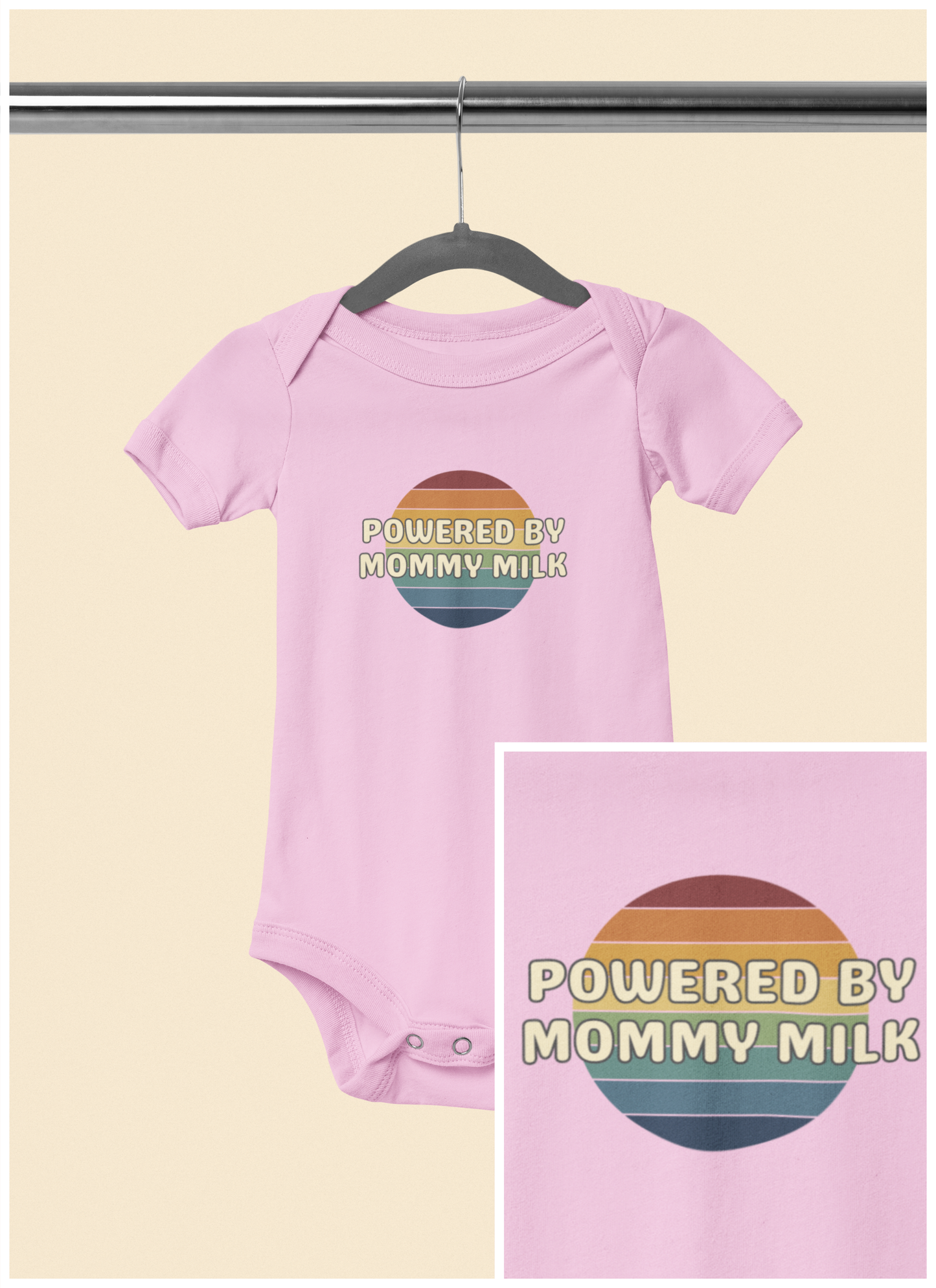 Powered by Mommy Milk - Baby Bodysuit - on Boston Sunset