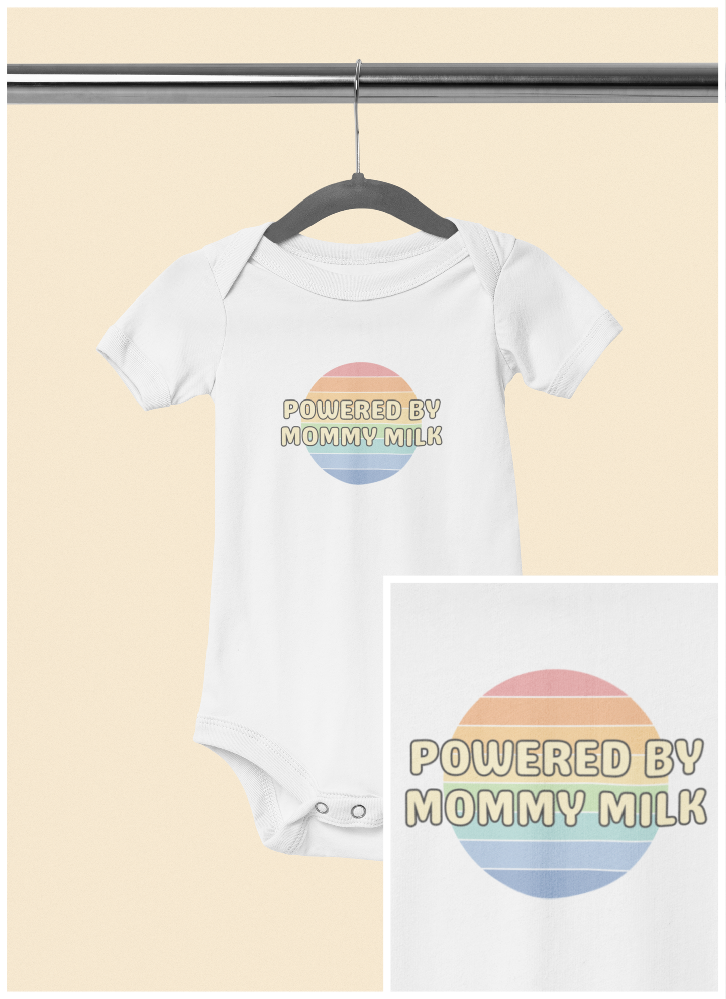 Powered by Mommy Milk - Baby Bodysuit - on San Diego Sunset