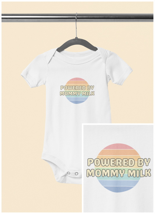 Powered by Mommy Milk - Baby Bodysuit - on San Diego Sunset