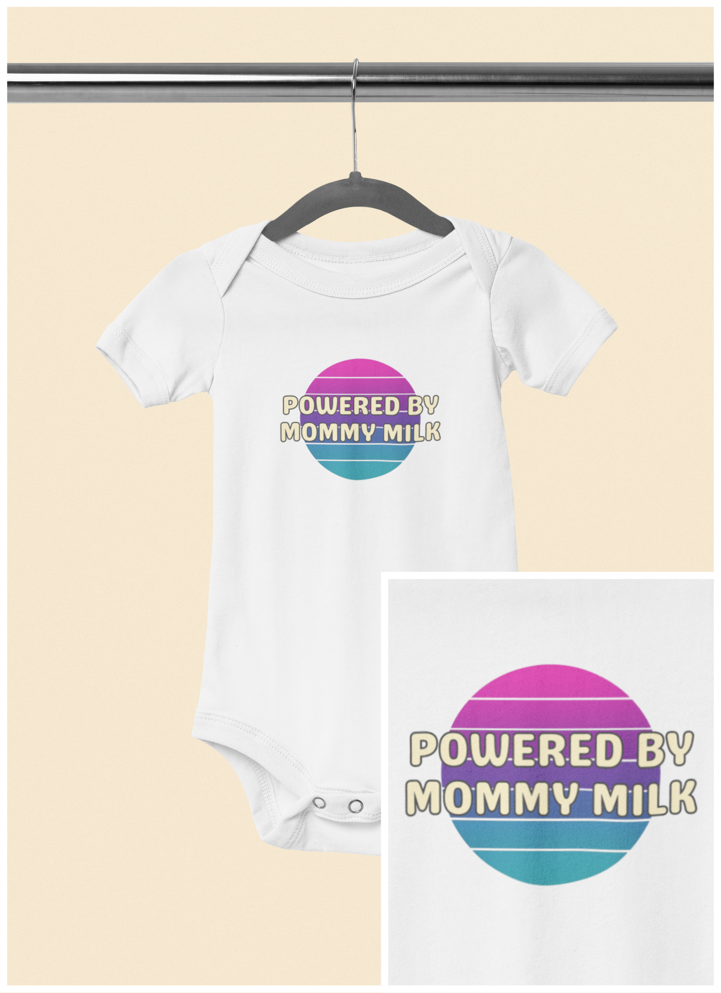 Powered by Mommy Milk - Baby Bodysuit - on Dallas Sunset