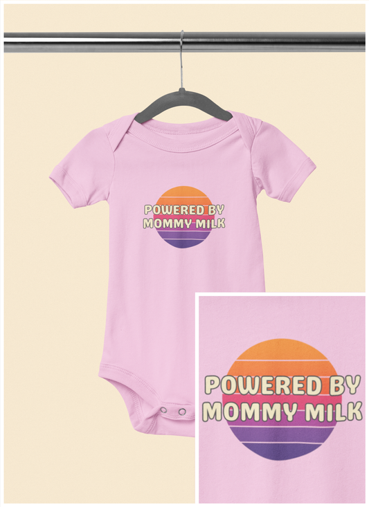 Powered by Mommy Milk - Baby Bodysuit - on Miami Sunset