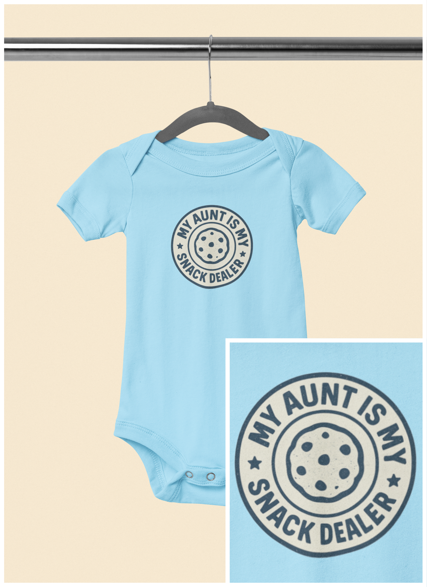 My Aunt is My Personal Snack Dealer - Baby Bodysuit - Vintage Blue Stamp