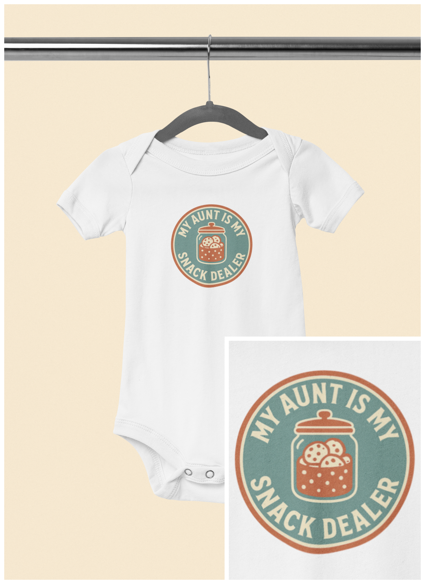 My Aunt is My Personal Snack Dealer - Baby Bodysuit - Vintage Sea Green Stamp