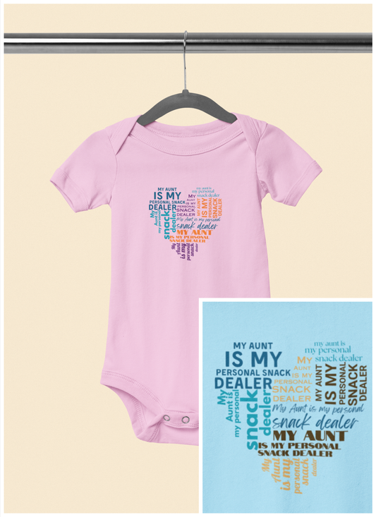 My Aunt is My Personal Snack Dealer - Baby Bodysuit - Berry Snack Heart