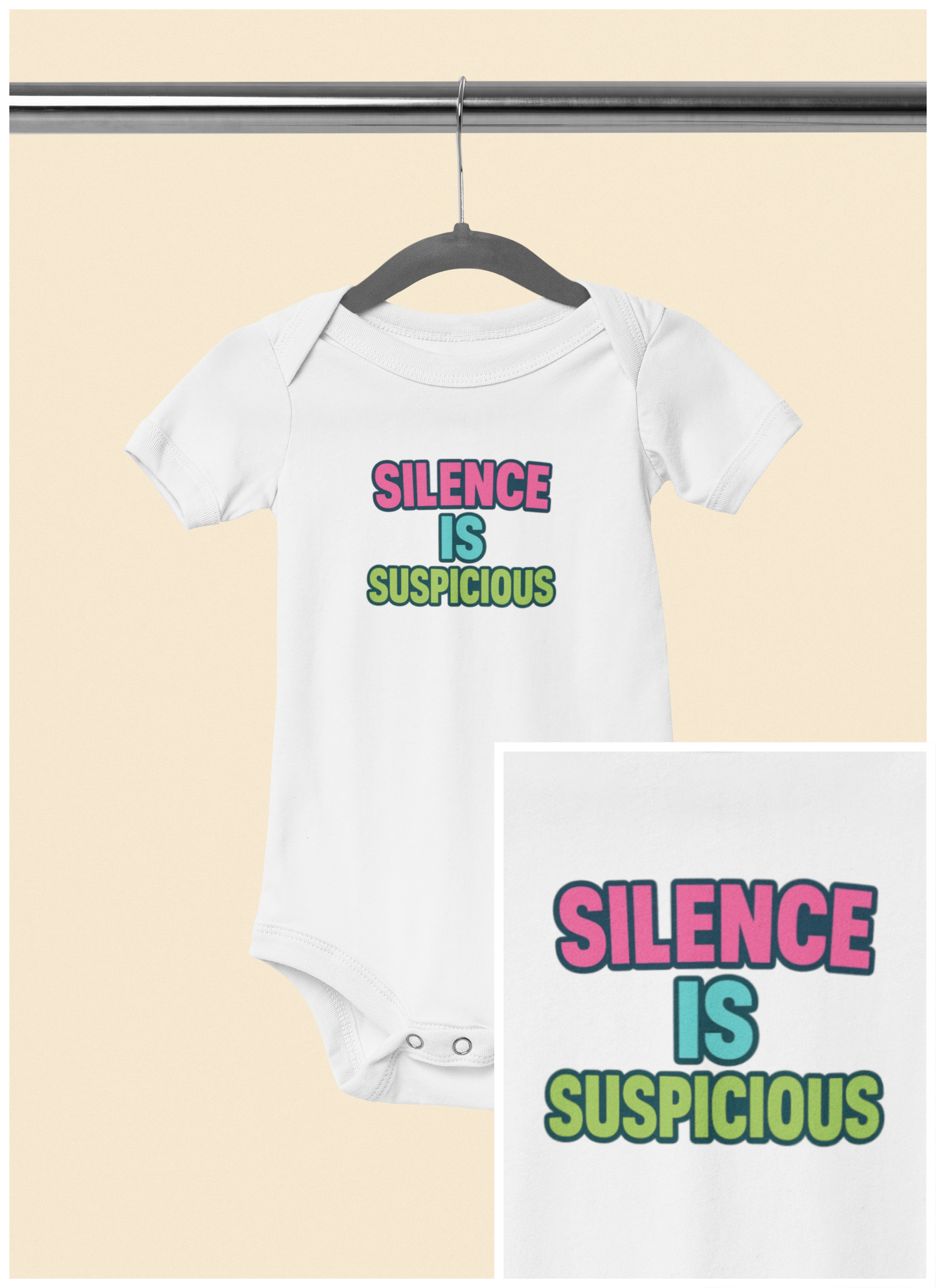 Silence is Suspicious - Baby Bodysuit - Bold Silence