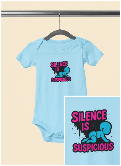 Silence is Suspicious - Baby Bodysuit - I Didn't Do It with Blue Baby