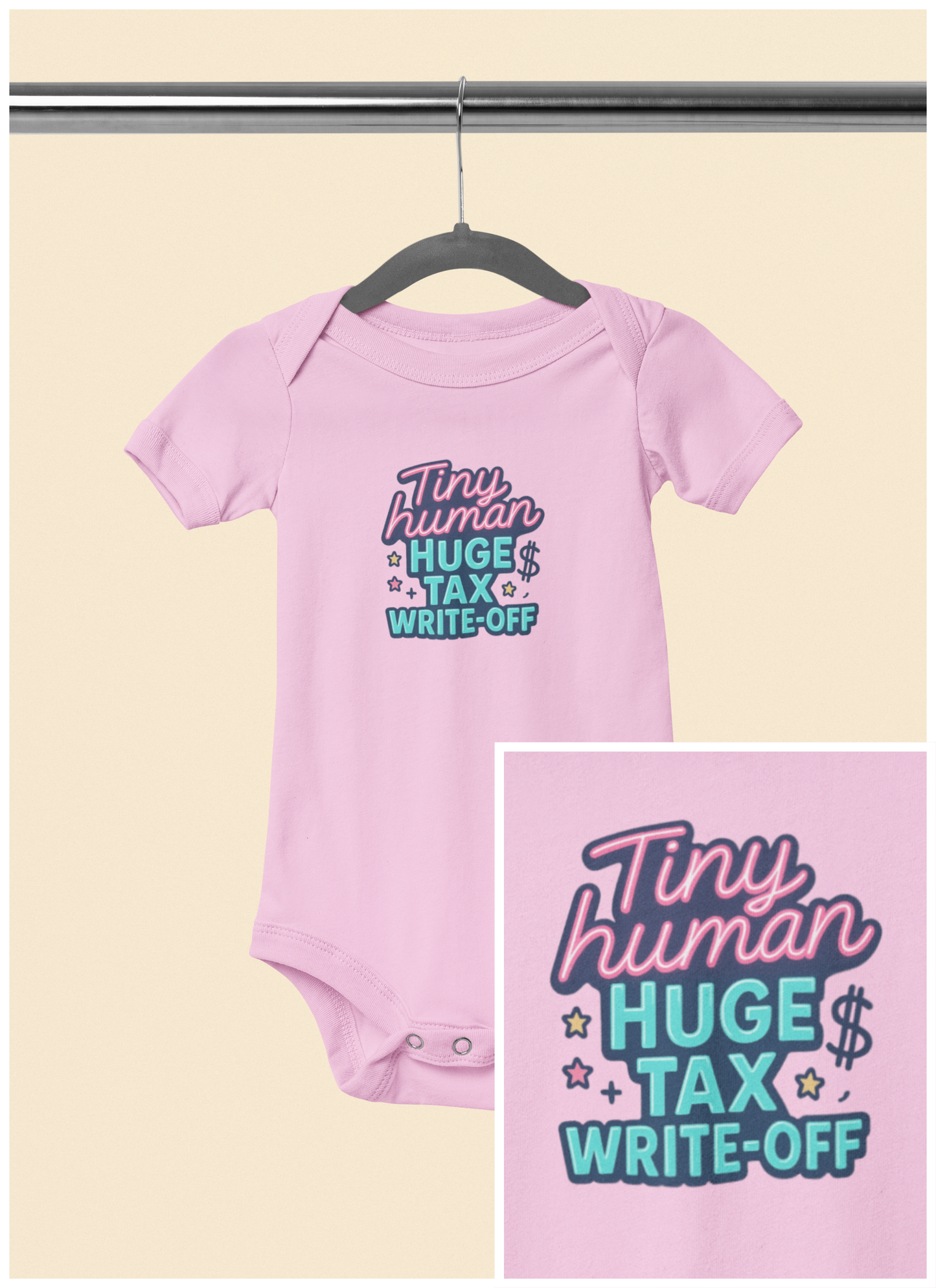 Tiny Human, Huge Tax Write-Off - Baby Bodysuit - Neon in Miami