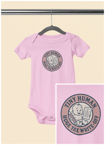 Tiny Human, Huge Tax Write-Off - Baby Bodysuit - Vintage Stamp