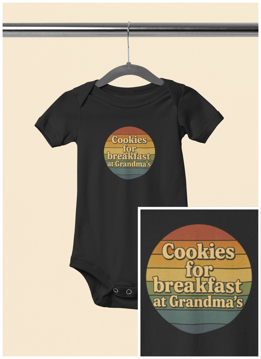 Cookies for Breakfast at Grandma's - Baby Bodysuit - on Omaha Sunset