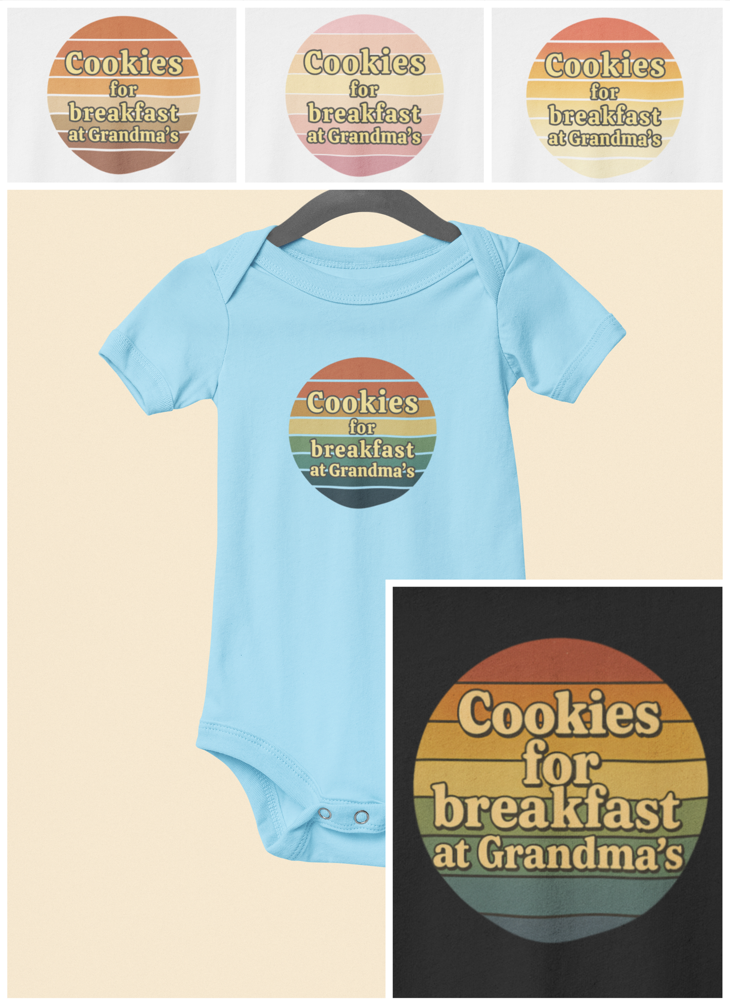 Cookies for Breakfast at Grandma's - Baby Bodysuit - on Santa Fe Sunset