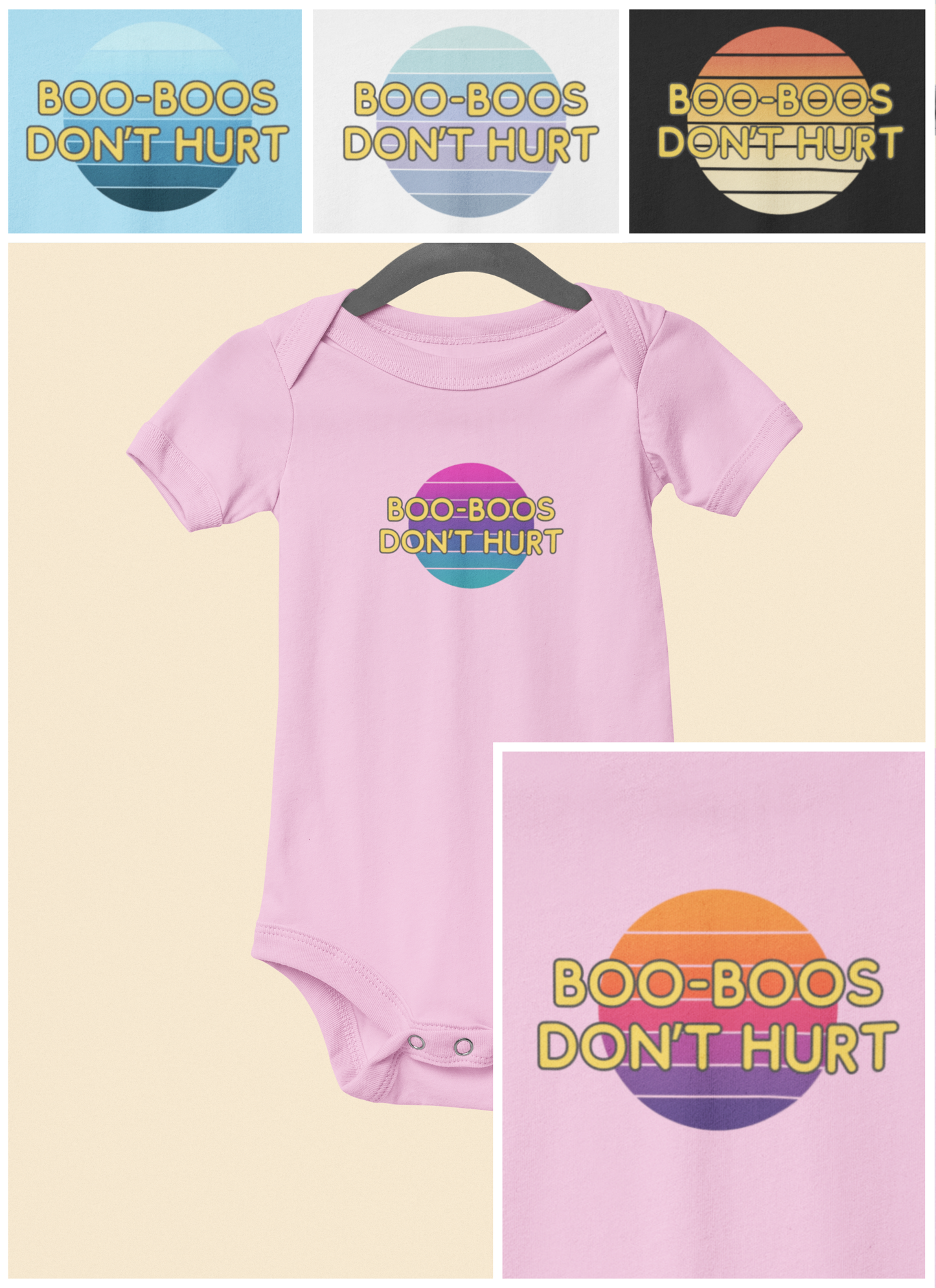 Boo-Boos Don't Hurt - Baby Bodysuit - on Dallas Sunset