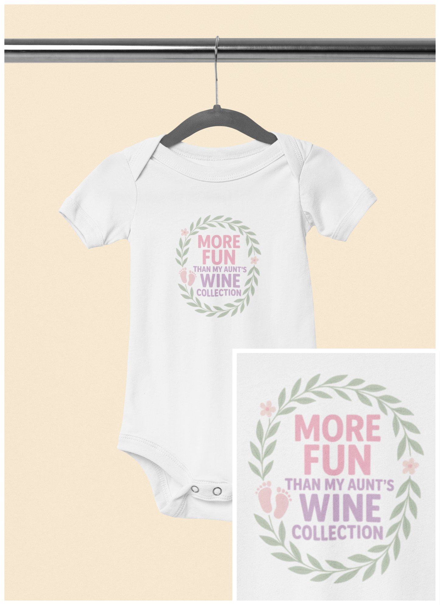 More Fun than my Aunt's Wine Collection - Baby Bodysuit - Garden Prints