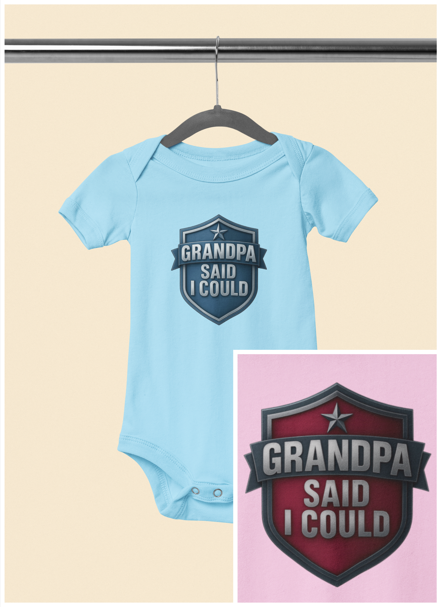 Grandpa Said I Could - Baby Bodysuit - Blue Shield