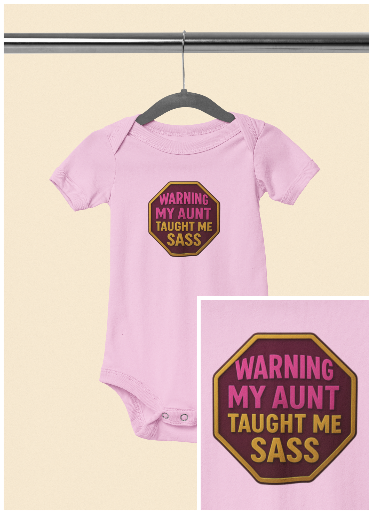 Warning, My Aunt Taught Me Sass - Baby Bodysuit - Red Sass