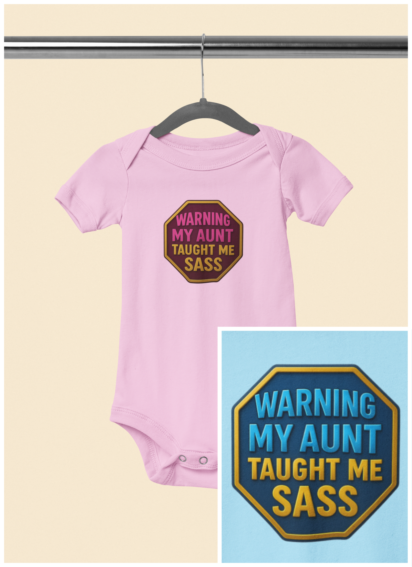 Warning, My Aunt Taught Me Sass - Baby Bodysuit - Blue Sass