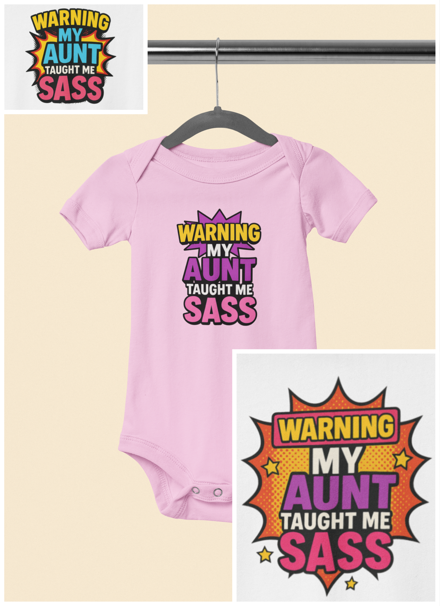 Warning, My Aunt Taught Me Sass - Baby Bodysuit - Explosive Sass