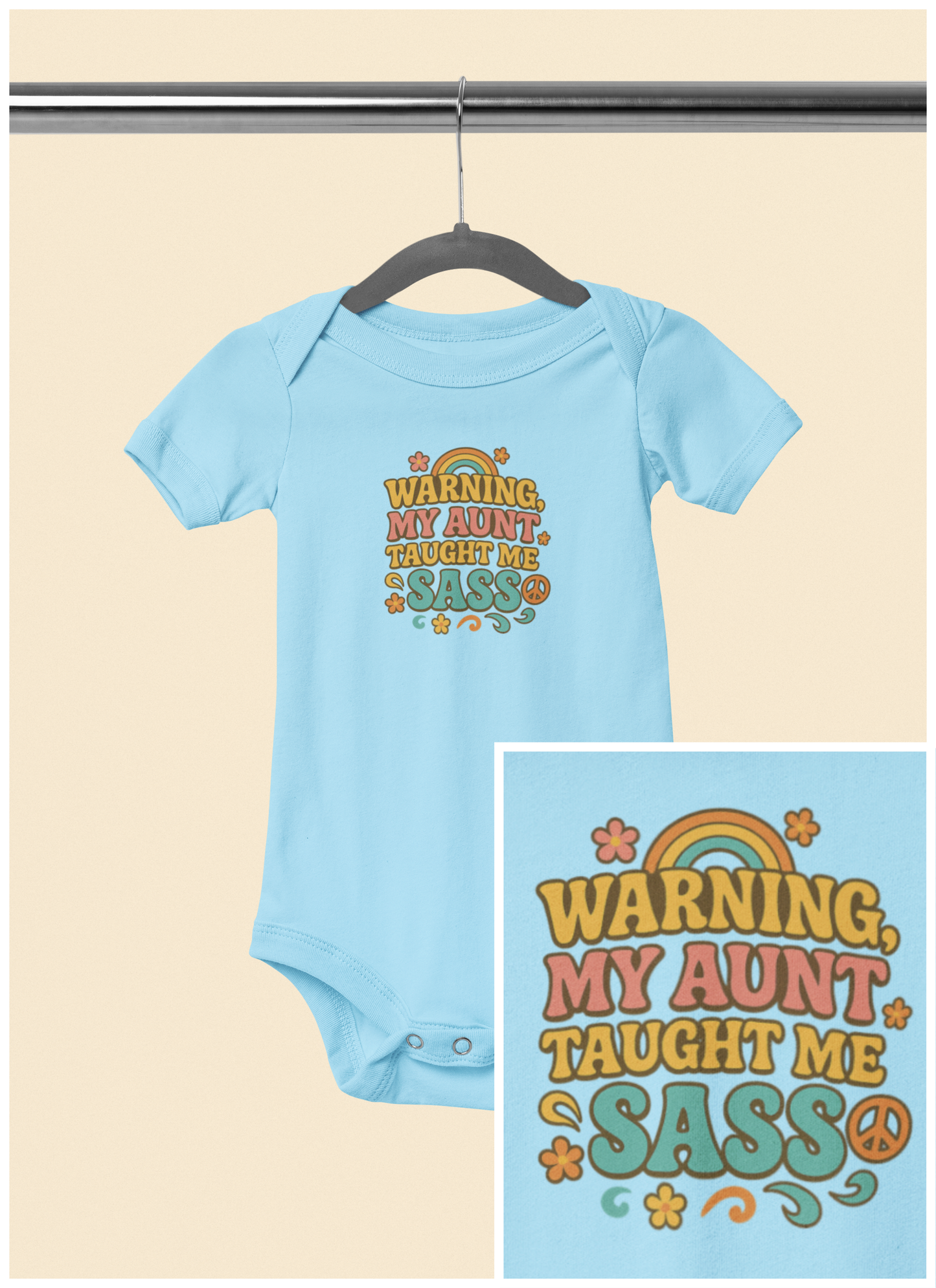 Warning, My Aunt Taught Me Sass - Baby Bodysuit - Groovy Sass