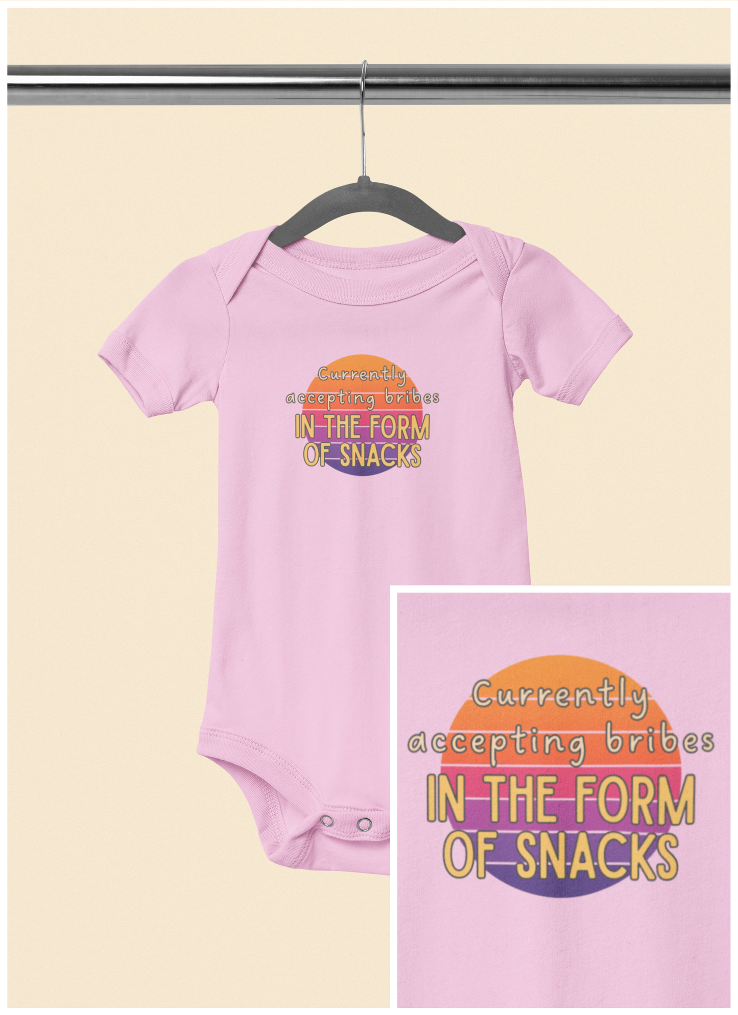 Currently Accepting Bribes in the Form of Snacks - Baby Bodysuit - on Miami Sunset