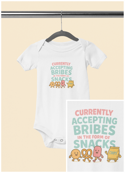 Currently Accepting Bribes in the Form of Snacks - Baby Bodysuit - Light Trip to the Lobby