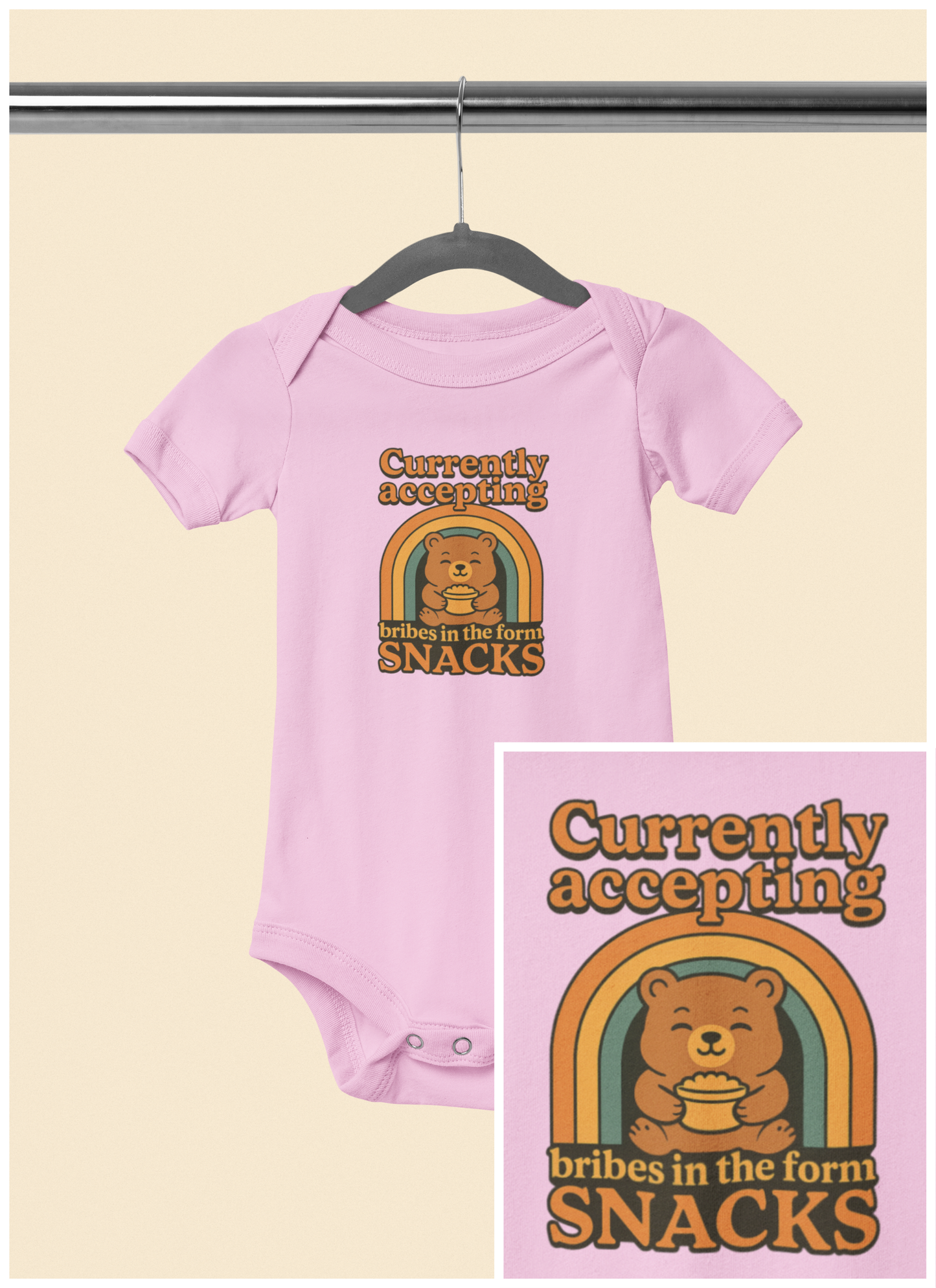 Currently Accepting Bribes in the Form of Snacks - Baby Bodysuit - Happy Bear