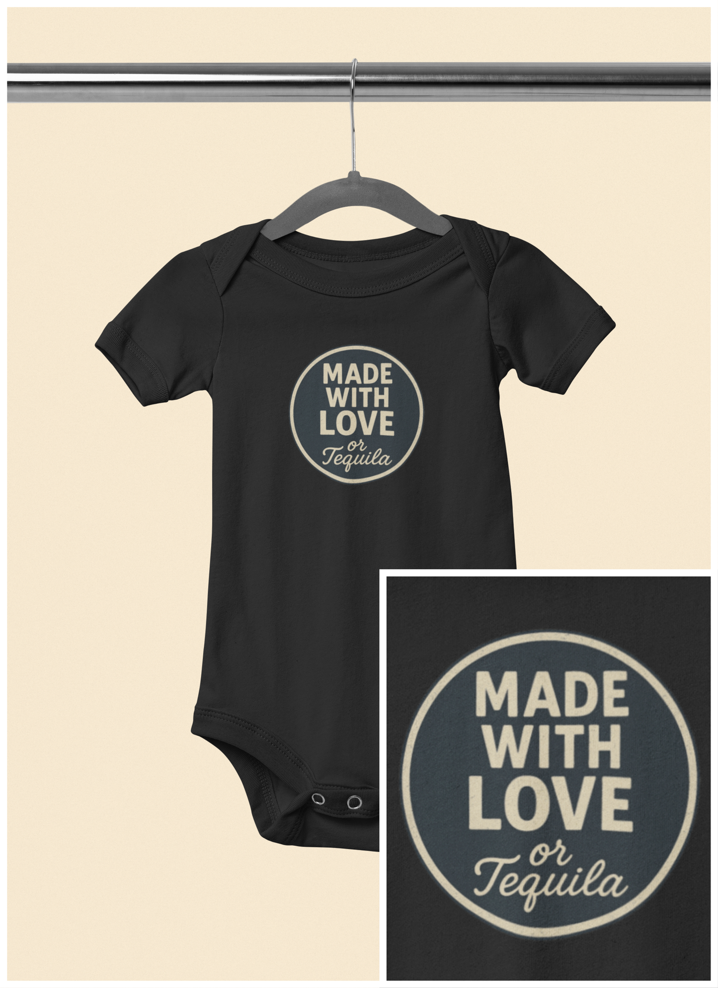 Made With Love, or Tequila - Baby Bodysuit - Graphite Stamp
