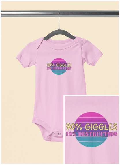 90% Giggles, 10% Destruction - Baby Bodysuit - on Dallas Sunset