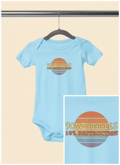 90% Giggles, 10% Destruction - Baby Bodysuit - on Chicago Sunset