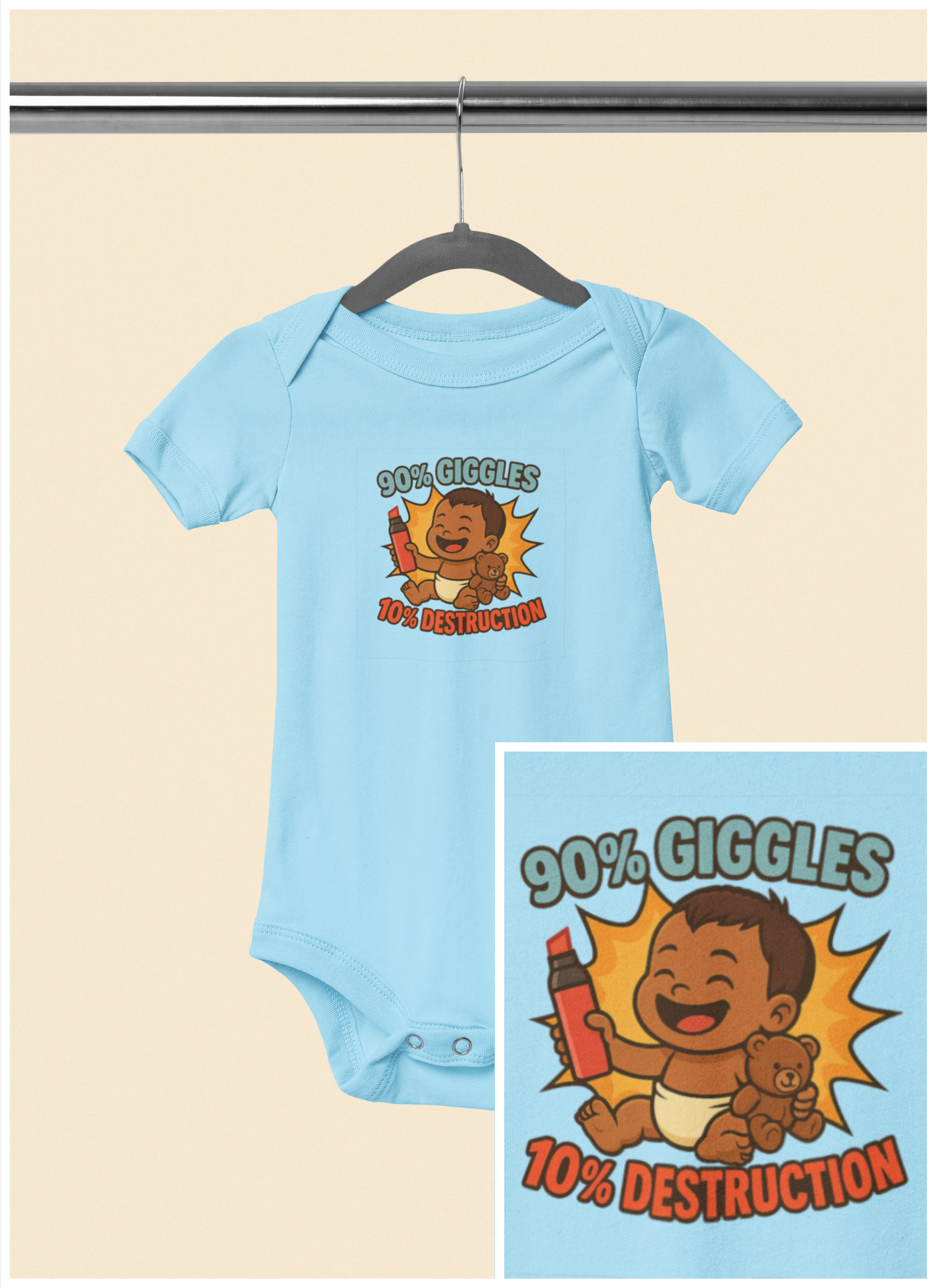 90% Giggles, 10% Destruction - Baby Bodysuit - Artist Austin