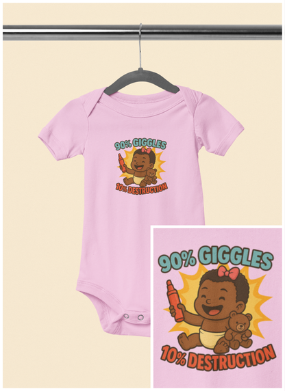 90% Giggles, 10% Destruction - Baby Bodysuit - Artist Eva