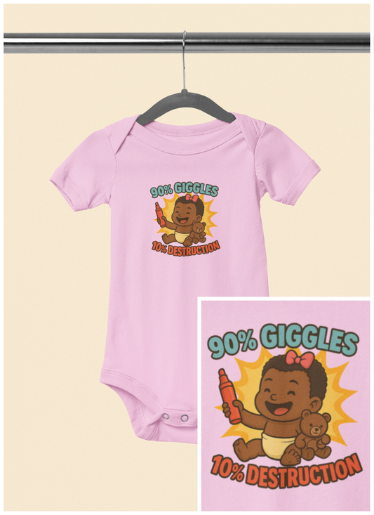 90% Giggles, 10% Destruction - Baby Bodysuit - Artist Eva