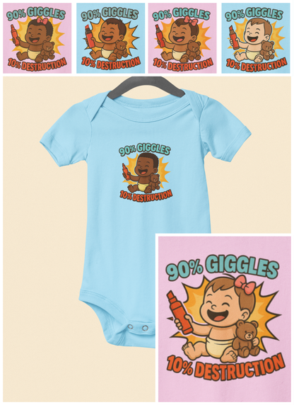 90% Giggles, 10% Destruction - Baby Bodysuit - Artist Eva