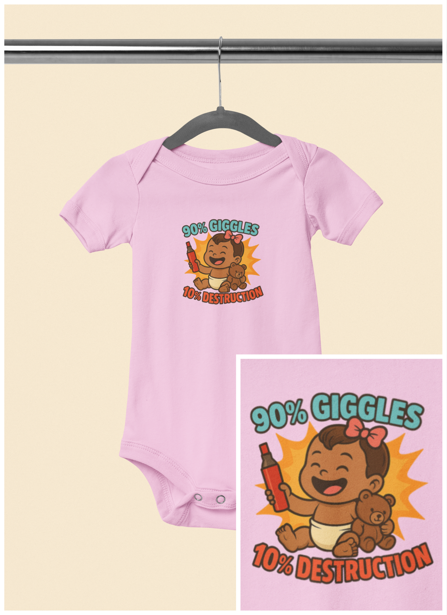 90% Giggles, 10% Destruction - Baby Bodysuit - Artist Lily