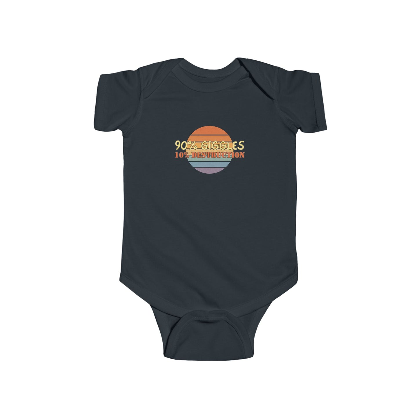 90% Giggles, 10% Destruction - Baby Bodysuit - on Chicago Sunset