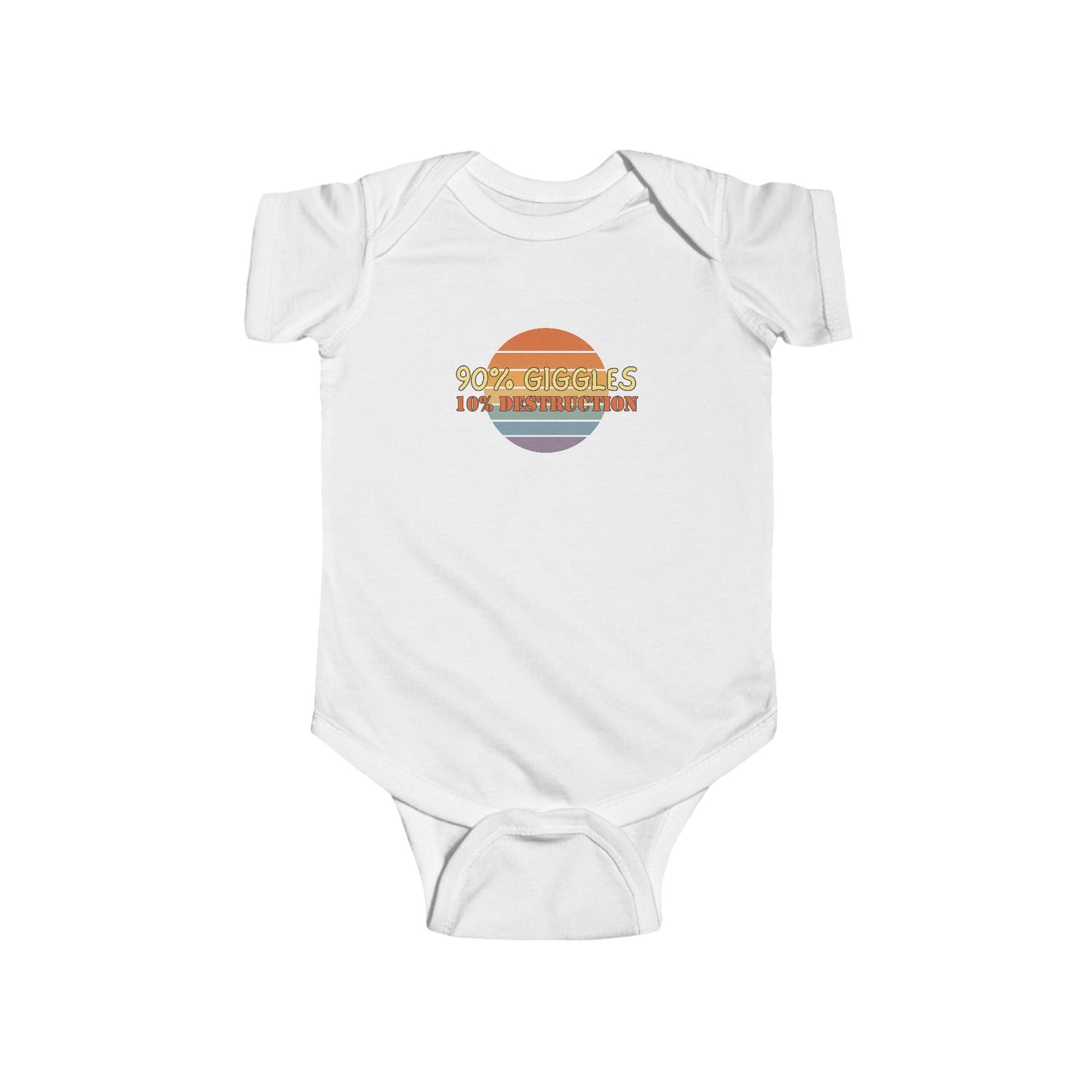 90% Giggles, 10% Destruction - Baby Bodysuit - on Chicago Sunset
