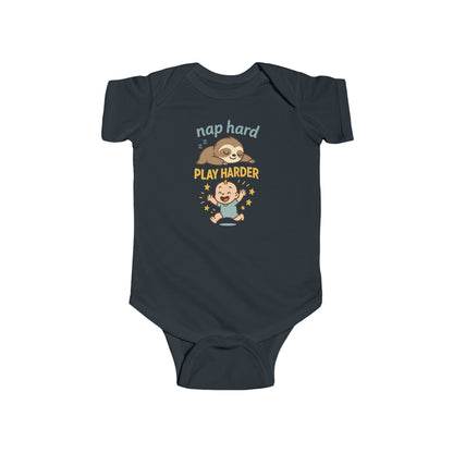Nap Hard, Play Harder - Baby Bodysuit - Cute Sloth and Baby