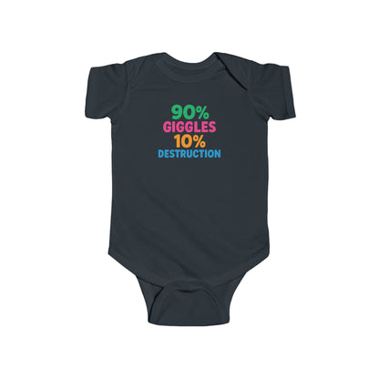 90% Giggles, 10% Destruction - Baby Bodysuit - Bold & Bright